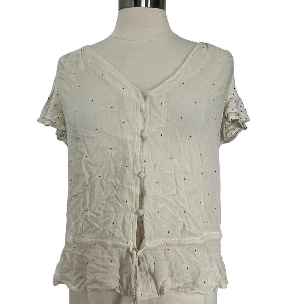 LUCKY BRAND Sheer Polka Dot Blouse SZ MD